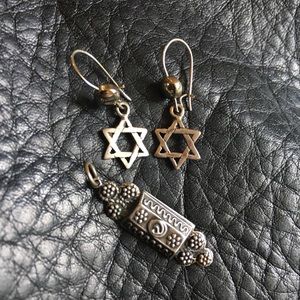 Sterling silver Jewish Israeli Earrings &necklace